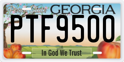 GA license plate PTF9500