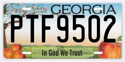 GA license plate PTF9502