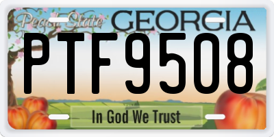 GA license plate PTF9508