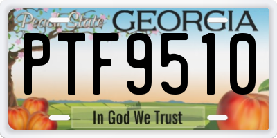 GA license plate PTF9510