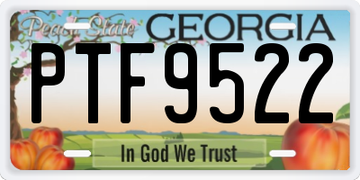 GA license plate PTF9522
