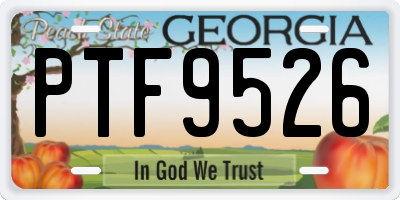 GA license plate PTF9526