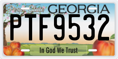 GA license plate PTF9532