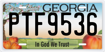 GA license plate PTF9536