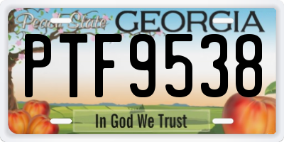 GA license plate PTF9538