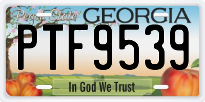 GA license plate PTF9539