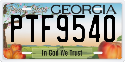 GA license plate PTF9540