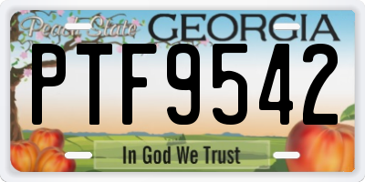 GA license plate PTF9542
