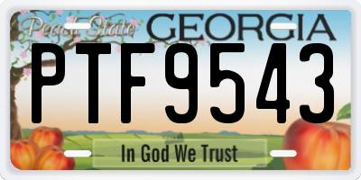 GA license plate PTF9543