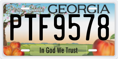 GA license plate PTF9578