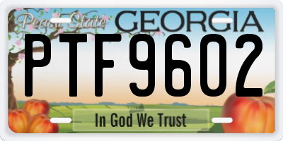 GA license plate PTF9602