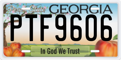 GA license plate PTF9606