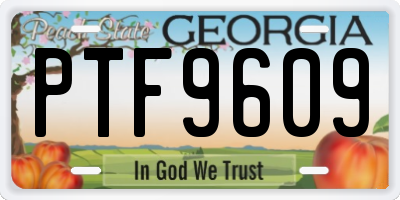 GA license plate PTF9609