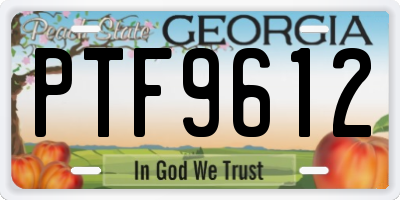 GA license plate PTF9612