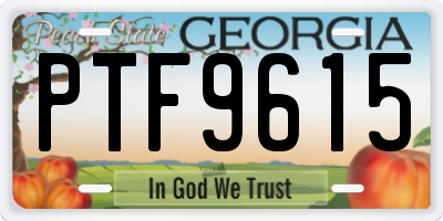 GA license plate PTF9615