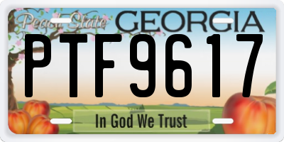 GA license plate PTF9617