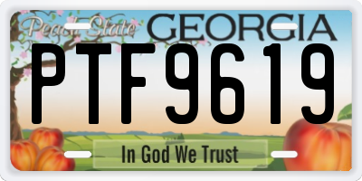 GA license plate PTF9619
