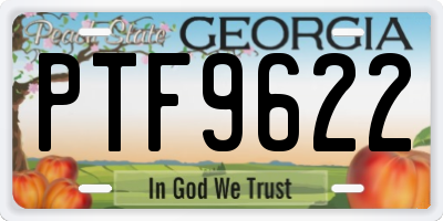 GA license plate PTF9622