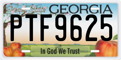 GA license plate PTF9625