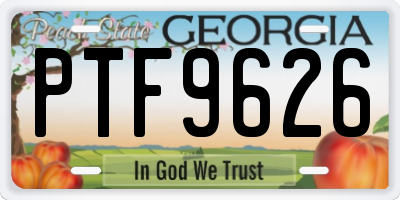 GA license plate PTF9626