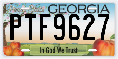 GA license plate PTF9627