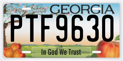 GA license plate PTF9630