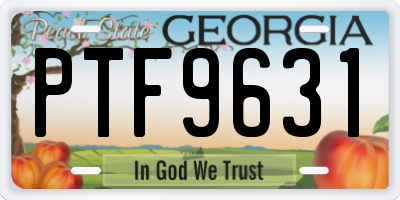GA license plate PTF9631