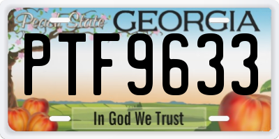 GA license plate PTF9633