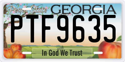 GA license plate PTF9635