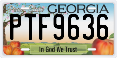 GA license plate PTF9636