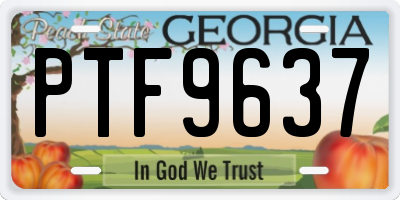 GA license plate PTF9637