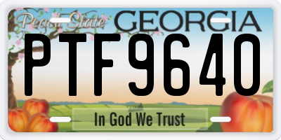 GA license plate PTF9640