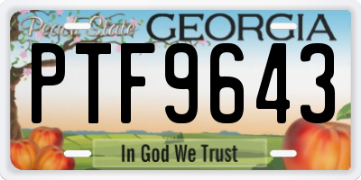 GA license plate PTF9643