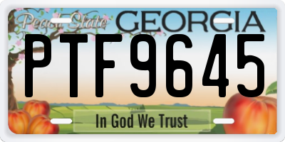 GA license plate PTF9645