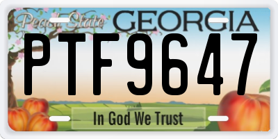 GA license plate PTF9647