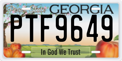 GA license plate PTF9649