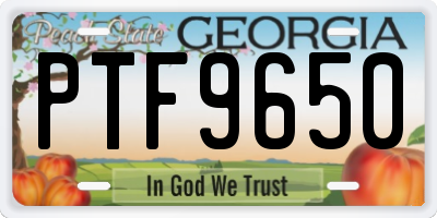GA license plate PTF9650