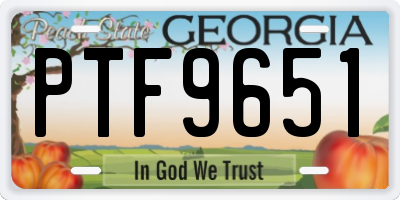 GA license plate PTF9651