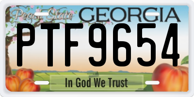 GA license plate PTF9654