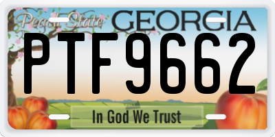 GA license plate PTF9662
