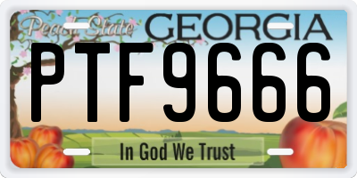 GA license plate PTF9666