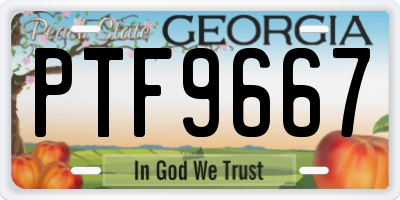 GA license plate PTF9667