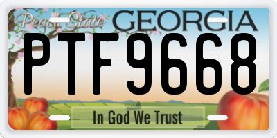 GA license plate PTF9668