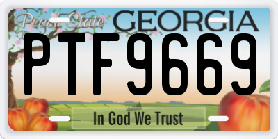 GA license plate PTF9669