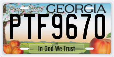 GA license plate PTF9670