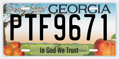 GA license plate PTF9671