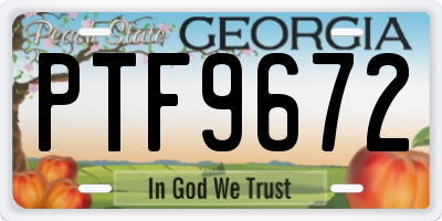 GA license plate PTF9672