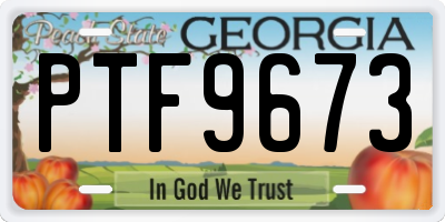 GA license plate PTF9673