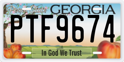 GA license plate PTF9674