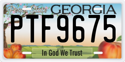 GA license plate PTF9675